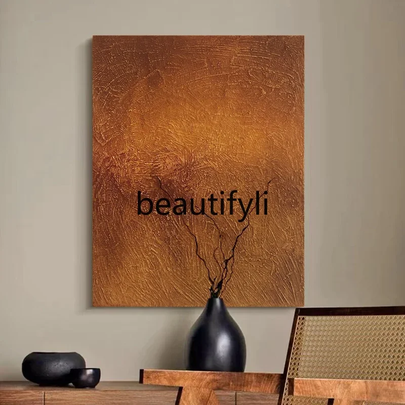 

D06 Hand-painted oil painting Orange living room texture decorative painting Entrance wabi-sabi wind hanging painting