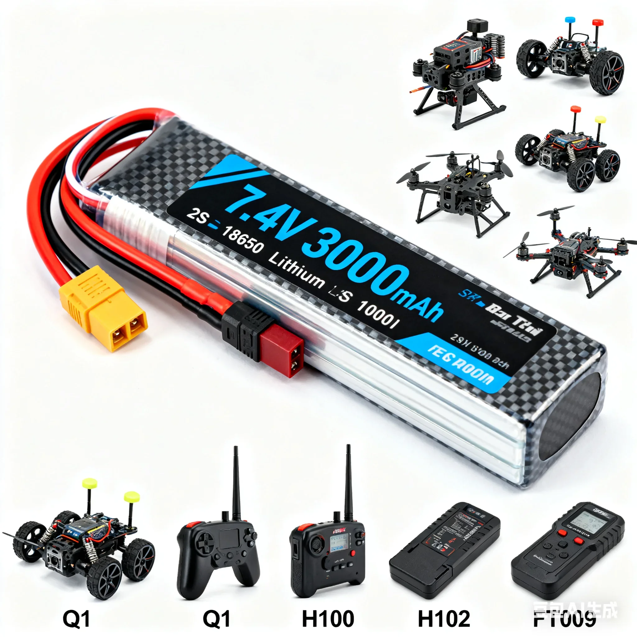 7,4 В 3000 мАч 2S 18650 Литиевая батарея Высокопроизводительная радиоуправляемая лодка Батарея для Udi U12A/Syma S033g/Q1/H100/H101/H102/FT009 a++ 7,4 В 3000 мАч 2S 18650 Литиевая батарея Высокопроизводительная радиоуправляемая лодка Батарея для Udi U12A/Syma S033g/Q1/H100/H101/H102/FT009 a++