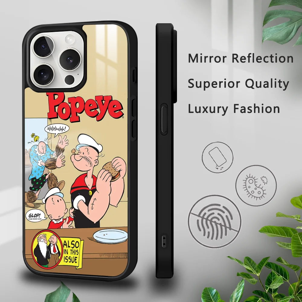 P-Popeye C-Classic Cartoon Phone Case For iPhone 16 15 14 13 12 11 Pro Xs Max Mini Plus Celulares Hard Funda