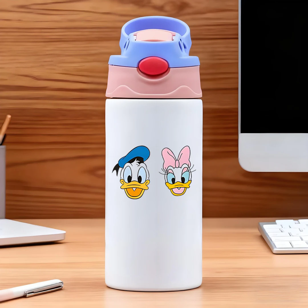 

Disney vacuum cup featuring classic Donald Duck Daisy cartoon character 304 stainless steel cartoon straw cup childrens wate