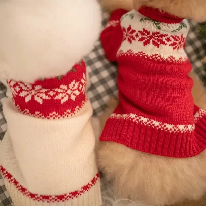 Autumn and Winter Festive Spring Two Legged Sweater Small and Medium-sized Dog Warm Sweater Christmas Cat Clothes