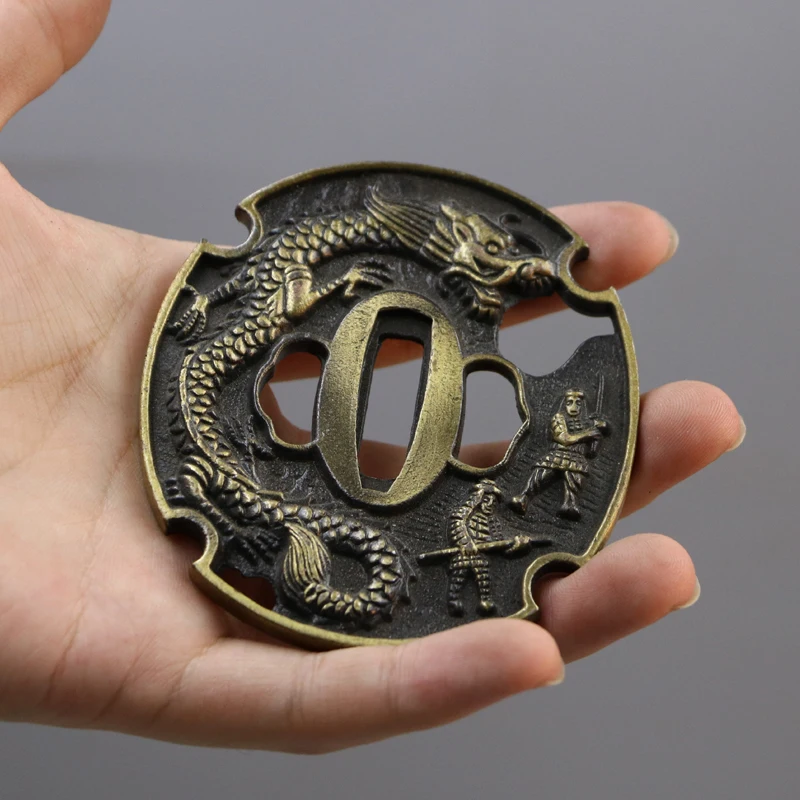Nice Alloy Antique Green Dragon Theme Tsuba Guard For Real Japanese Samurai Katana Or Wakizashi Sword