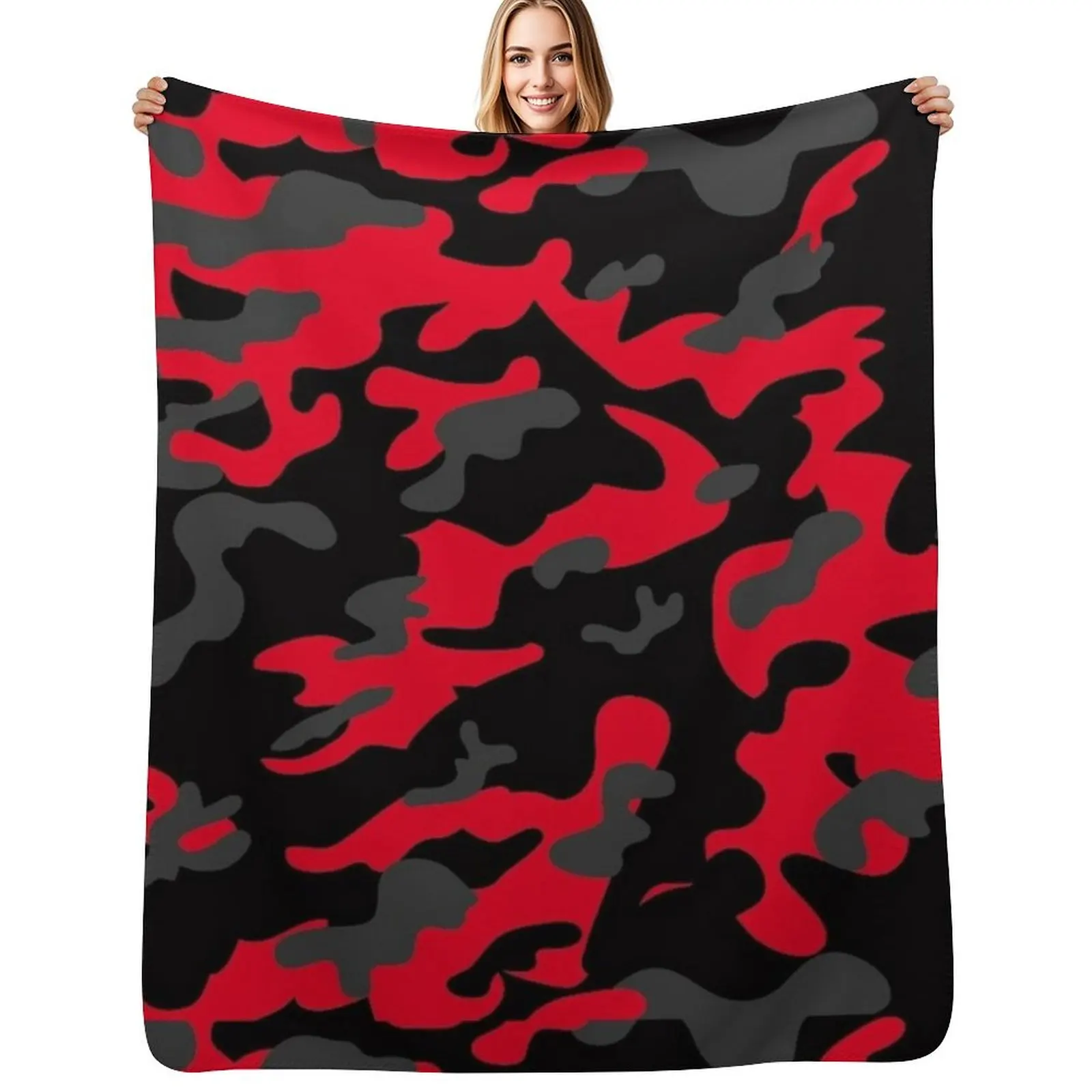 red camo Throw Blanket Warm Multi-Purpose Beautifuls Shaggy Soft Big Fashion Sofas Blankets