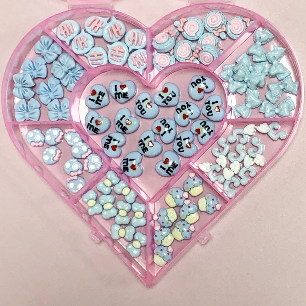 Cartoon Y2K I Love You Heart Stone Bowtie Musical Note Hi Dialog Box Nail Art Charms Decor Junk Phone Case Crafts Accessories