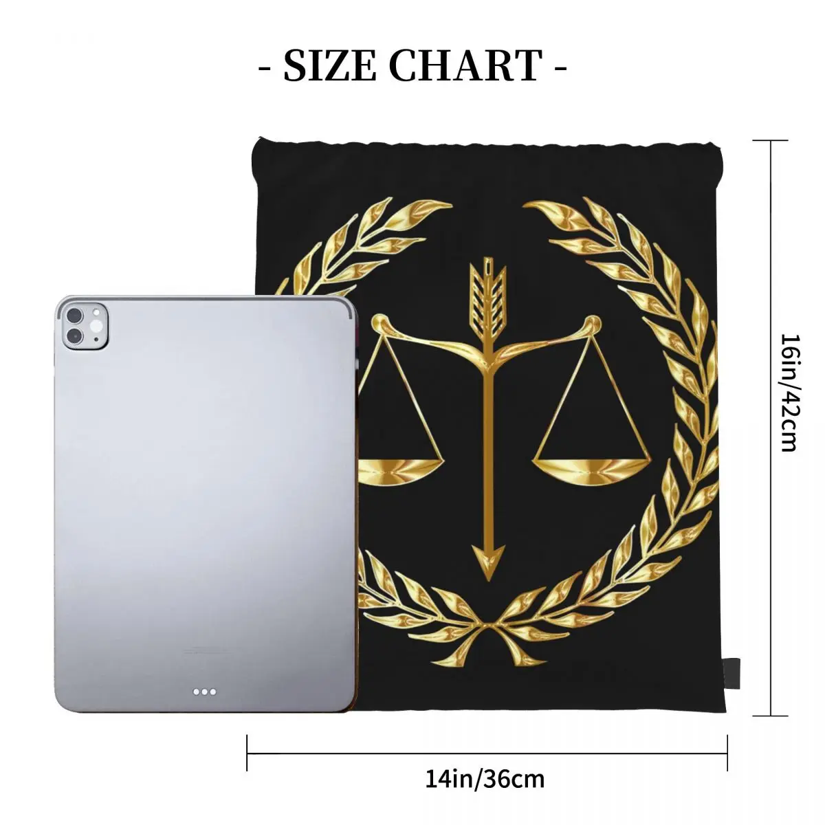 Gold Scales Of Justice Law Logo Lawyer  Backpacks Drawstring Bags Drawstring Bundle Pocket Shoes Bag Book Bags For Travel