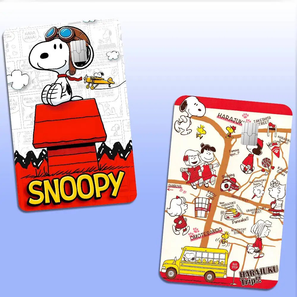 Cartoon S-Snoopys Credit Card Skin Stickers No Adhesive Residue Water Proof For VISA Credit Card Subway Access Card