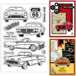 Car Clear Stamps Gear Road Sign Silicone Clear Stamp Seals Route 66 Transparent Stamps for DIY Scrapbooking Cards
