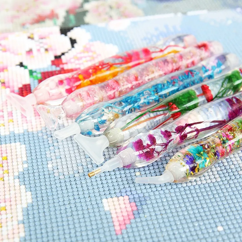 1set Flower Design Resin 5D Diamond Painting Pen, Colorful Point Drill Pen with 6 Heads DIY Arts Crafts Handmade Accessories - view 5