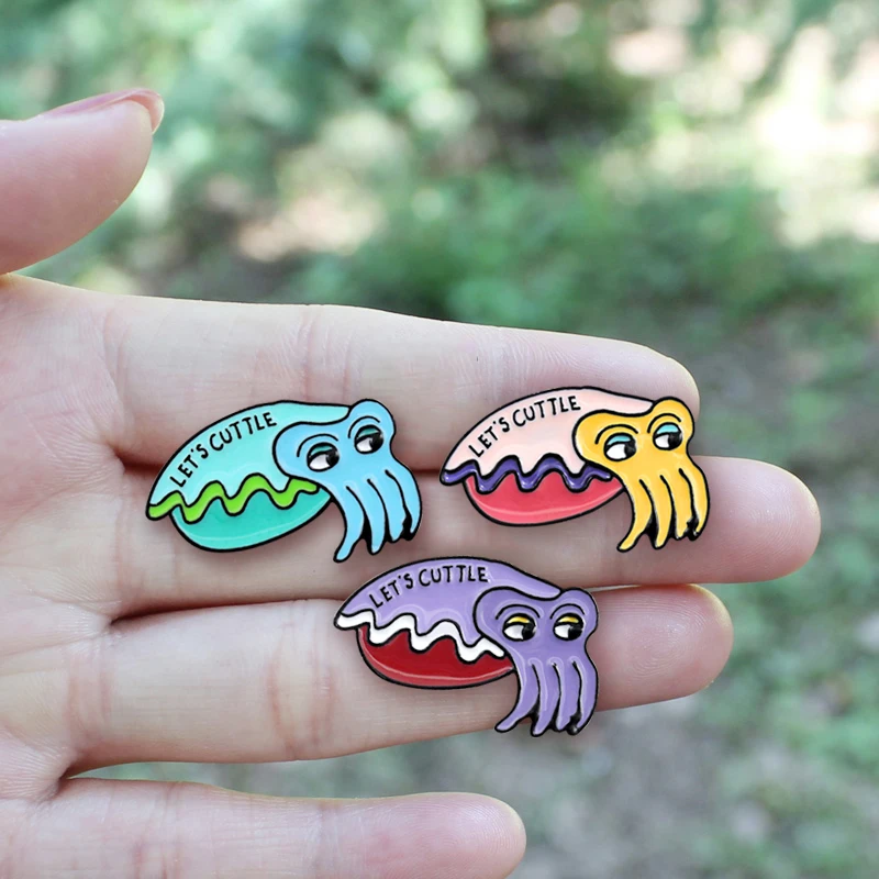 

Brooches LET'S CUTTLE Blue purple pink Squid Enamel Pin Animal Badge Brooch For Kids Women Jewelry Gifts Cuty Squid Cuttlefish