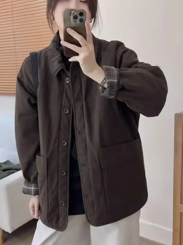 

Теплая хлопковая верхняя одежда Jaet, свободная модная женская одежда в стиле ретро, осень-зима, новая корейская версия Thiened Long Sve Pol...