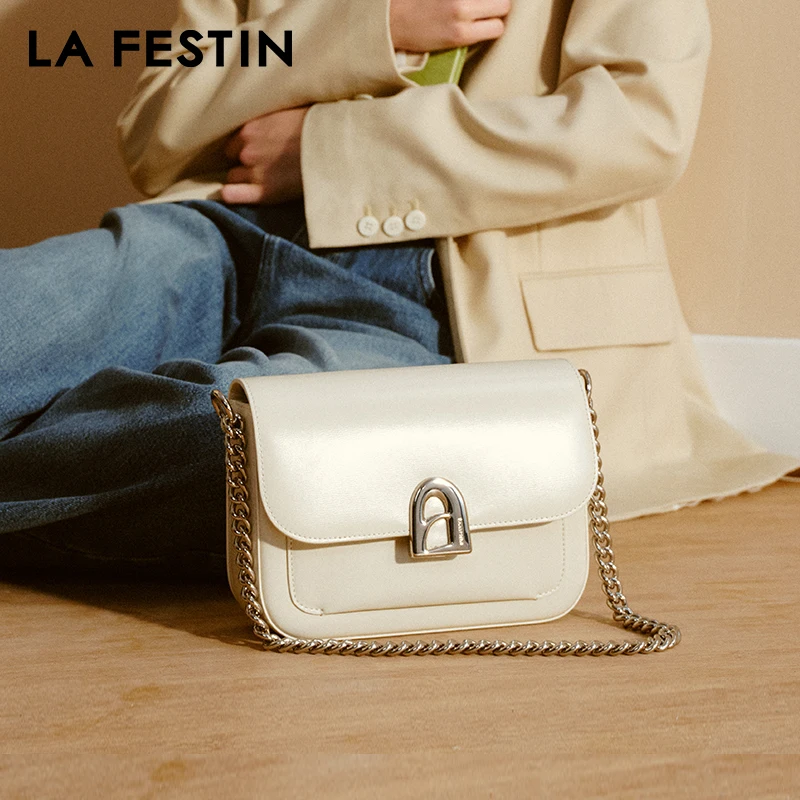 LA FESTIN Original New Handbag 2024 Women\'s bag Shoulder Chain Bag Leather Bag Crossbody Bag A-line Door Series