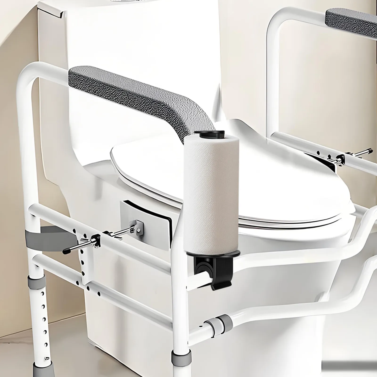 2Pcs Toilet Paper Holder Plastic Replacement Rod Clip on Toilet Roll Stand for Seniors Nursing Patient Bedside Commode