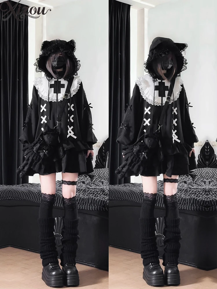 Felpe con cappuccio larghe da donna Cappotti Giacche Lolita dal design originale Giacca in felpa casual dolce e fresca Autunno Inverno 2025