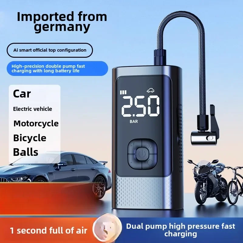 Portable and Wireless Car Air Pump for High Pressure Tires