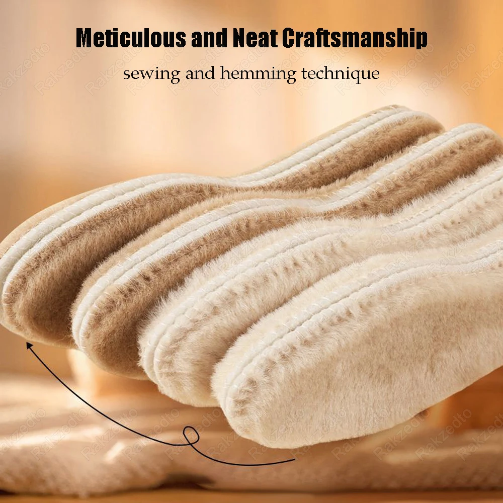 1/2Pairs Imitation Wool Warm Insoles for Boots Man Woman Thickened Fluffy Fleece Thermal Insoles for Shoes Winter Feet Warmers