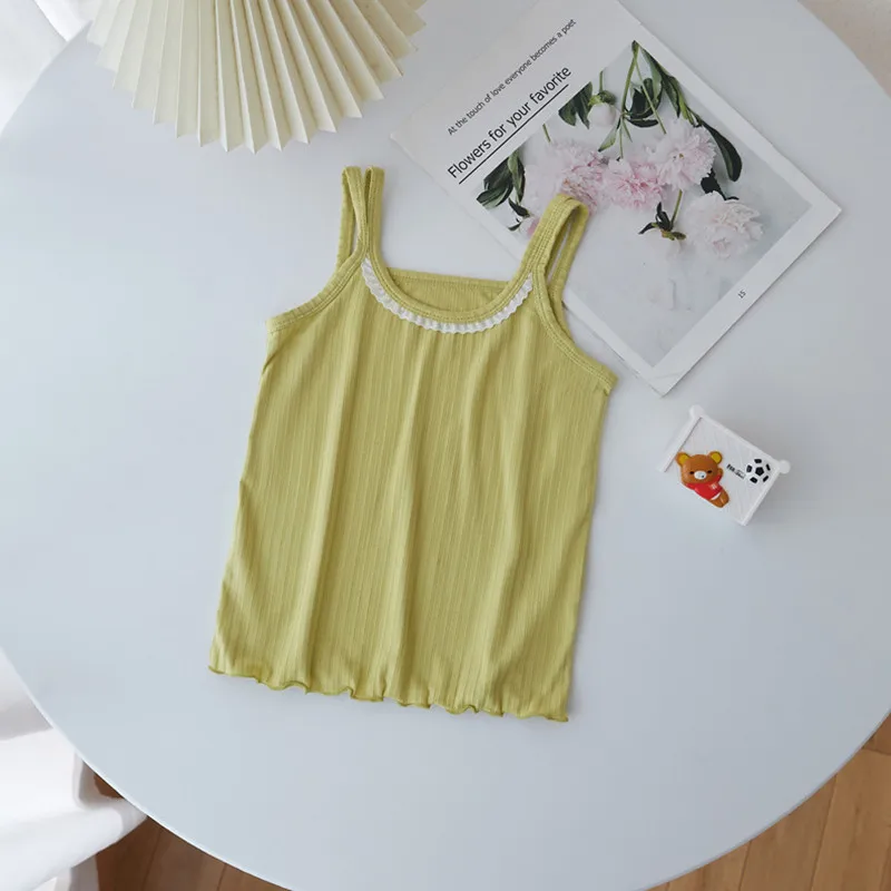 new delivery summer vest modal children clothes kids top bow solid baby 110-160  3-10old underwear 1pc wholesales