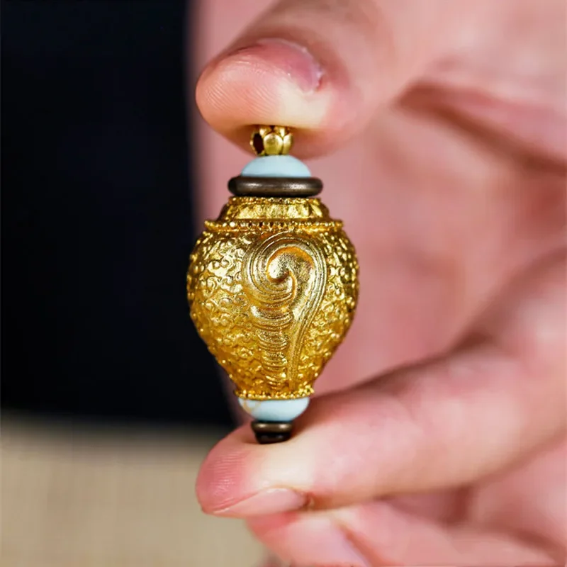Brass Hollow Pendant Conch shape Locket Necklace Pill Bottle Urn Charms Jewelry Accessories High quality - view 2