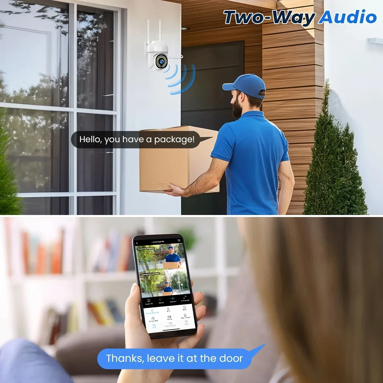 WiFi PTZ 3MP 5MP CCTV Outdoor Waterproof Auto Tracking Two Way Audio Color Night Vision Wireless Security Camera