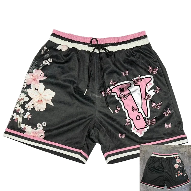 Tide Brand Flower Art Sports Shorts Breathable Basketball Men Shorts Loose Sports Training Fitness Gym Fashion Quick-dry Shorts