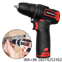 Vertak 12V Battery Portable Cordless Electric Drill Set 2 Variable Speed Industrial DIY Applications GS Certified OEM Support