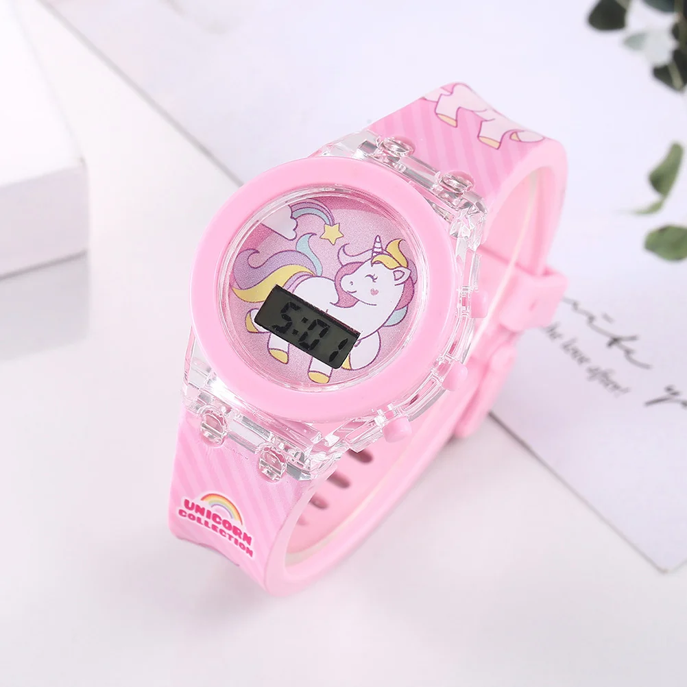 Decoración Unicornio Reloj Decorativo Niños Adorable Silicona Eléctrica Rosa Niños Portátil