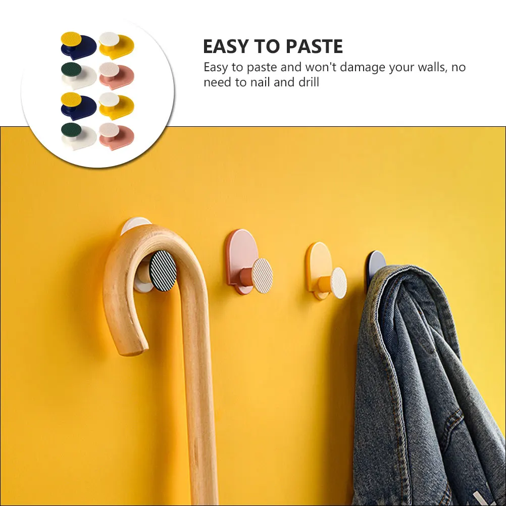 

8pcs Adhesive Hooks Set Wall Mounted ABS Material Bathroom Kitchen Coat Key Towel Picture Hooks No Damage Safe Simple