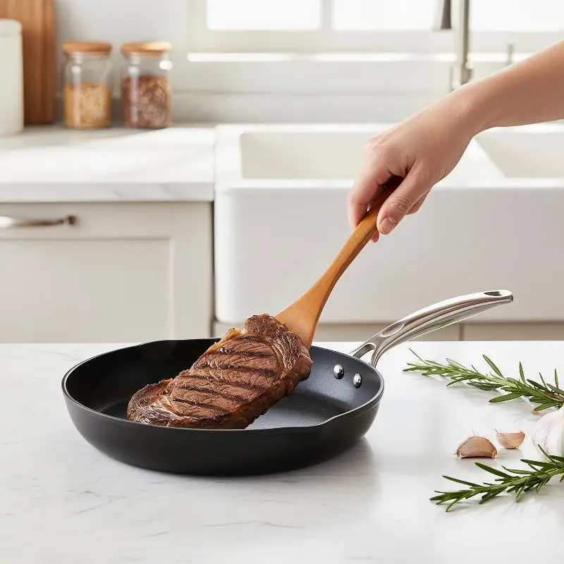 Hand Polished Natural Wooden Spatula Non-scratch Heat Resistant Kitchen Cooking Tool for Chef Home Restaurant