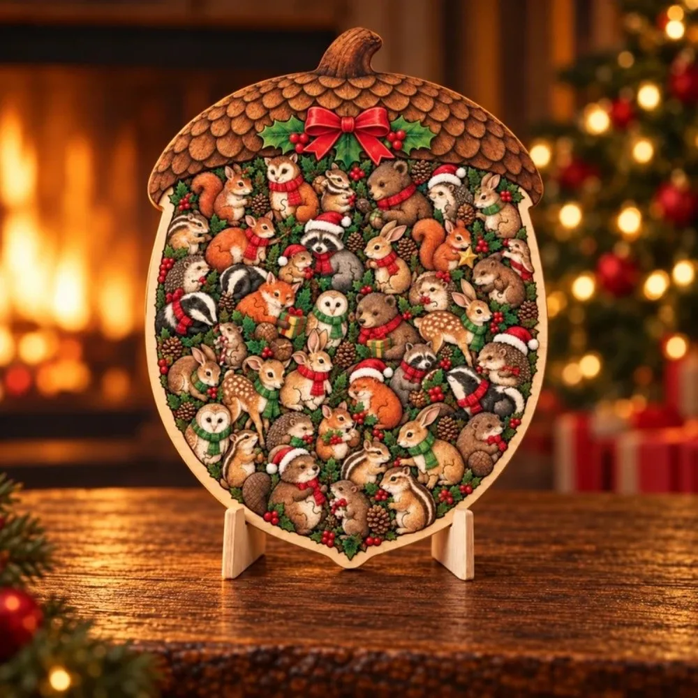Creative Wooden Jigsaw Puzzle Animal Shape With Stand Unique Shape Puzzle Unique Shape Festive Shaped Christmas Puzzle
