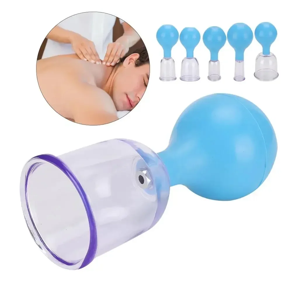 4Type Rubberen Bal Pc Vacuüm Cupping Bevorderen Bloedcirculatie Elimineren Koude Revalidatie Therapie Cupping Apparaat Blauw Draagbaar