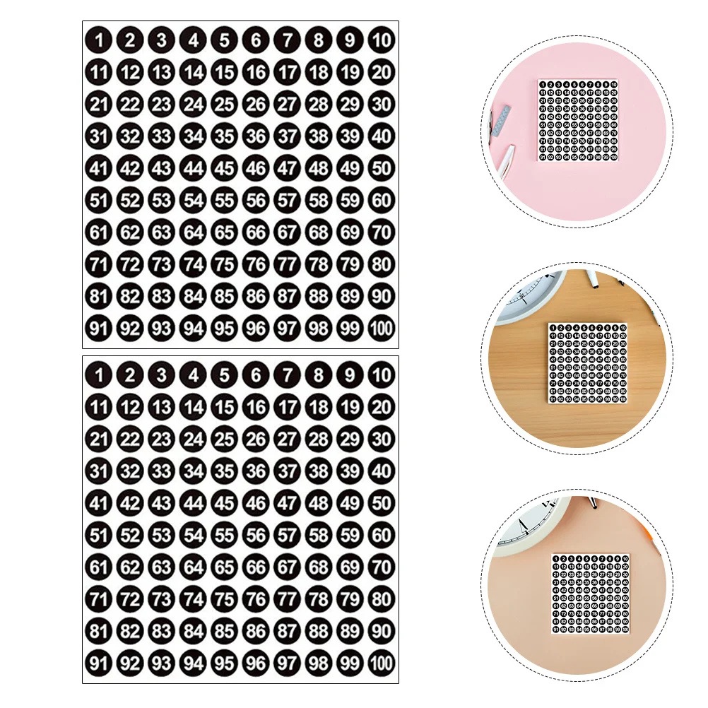 

2500pcs Number Stickers 1-100 Round Adhesive Labels Waterproof Self-Adhesive Markers For Classroom Home Office Organization