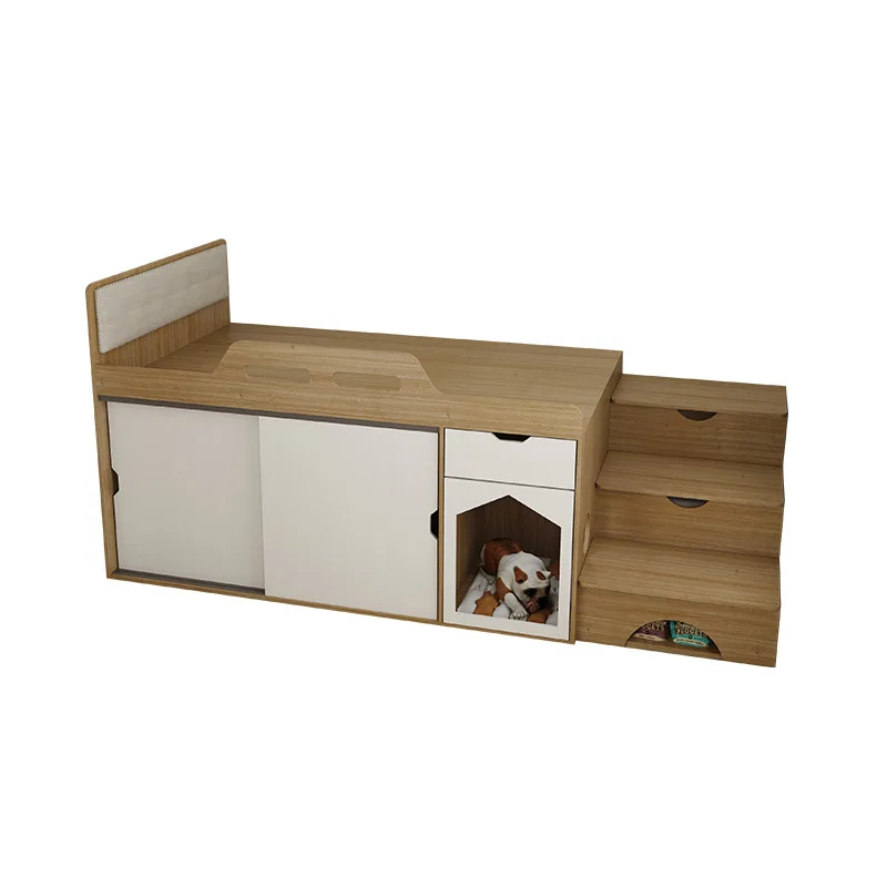 Half-height bed, wardrobe storage, integrated bed, under kennel, with high box