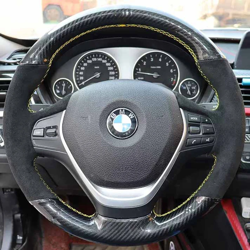 Hand Sewing Black Genuine Leather Car Steering Wheel Cover For BMW M Sport M3 E90 E91 E92 E93 E87 E81 E82 E88