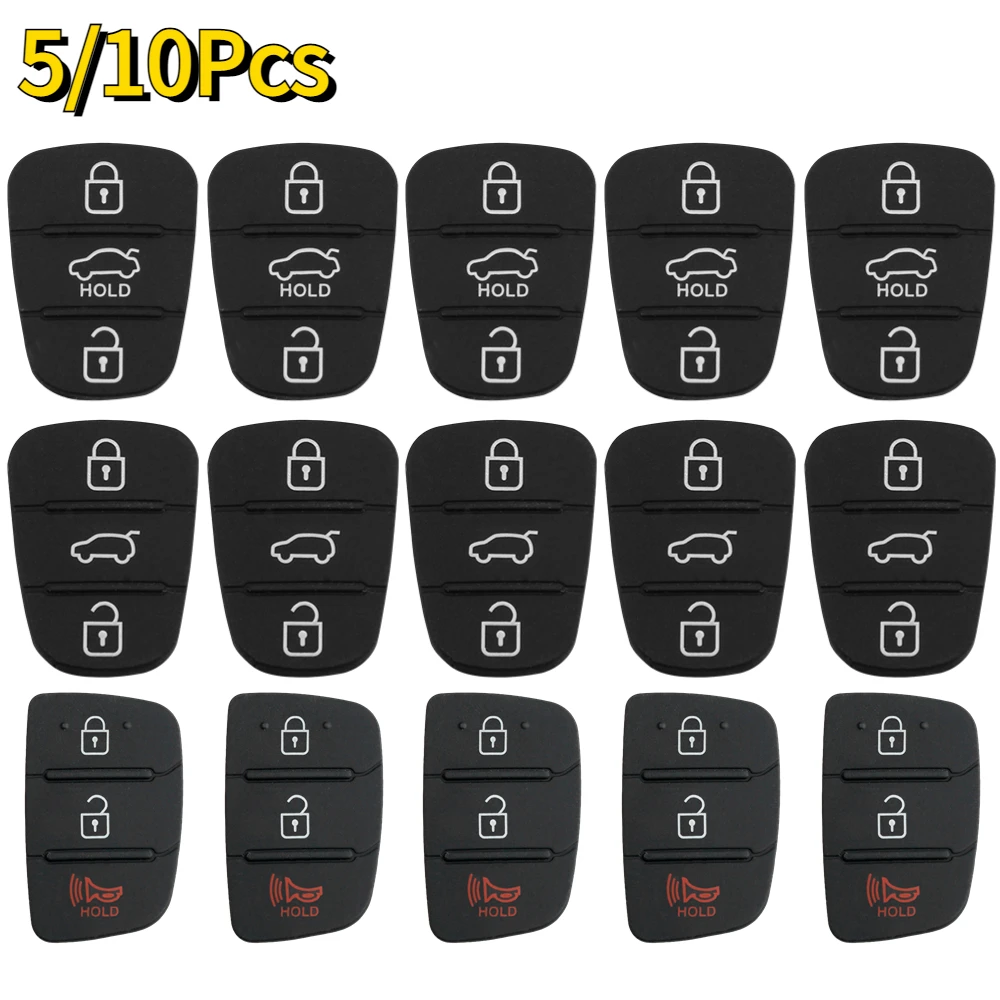 5/10Pcs Replacement 3 Buttons Remote Key Fob Case Rubber Pad for Hyundai I10 I20 I30 IX35 Kia K2 K5 Rio Sportage Flip Key Parts