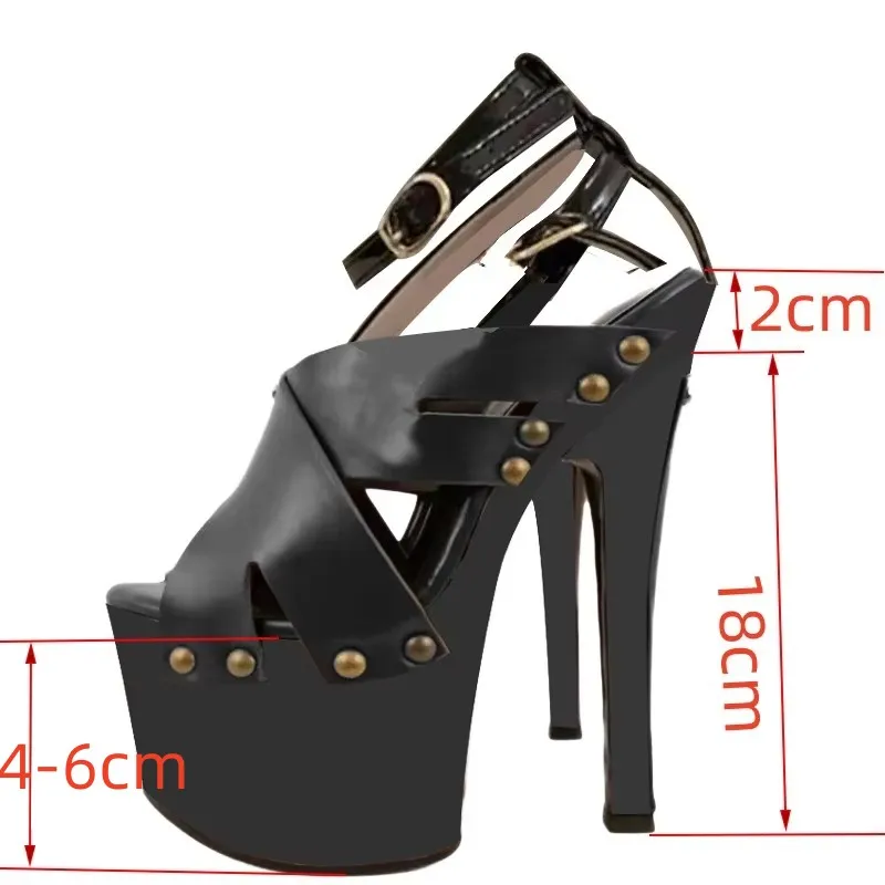 

SHOFOO Customized shoes. Sexy women's high-heeled sandals. Genuine leather sandals About 20cm heel height. Summer women's shoes.