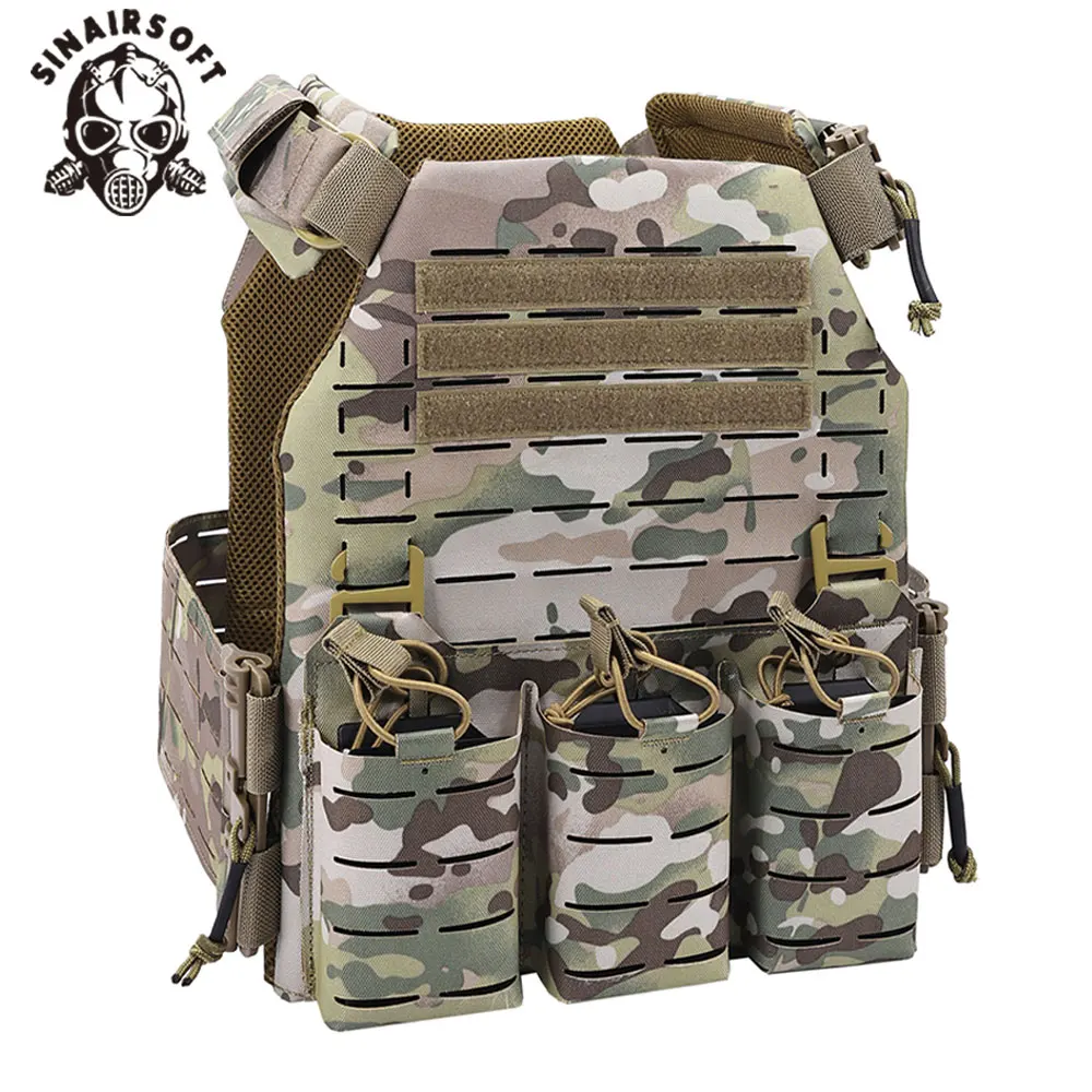 SINAIRSOFT Tactical Nylon Laser Cut Vest With Quick Release Security Molle Multi-camo Plate Carrier Chaleco Hunting Vests