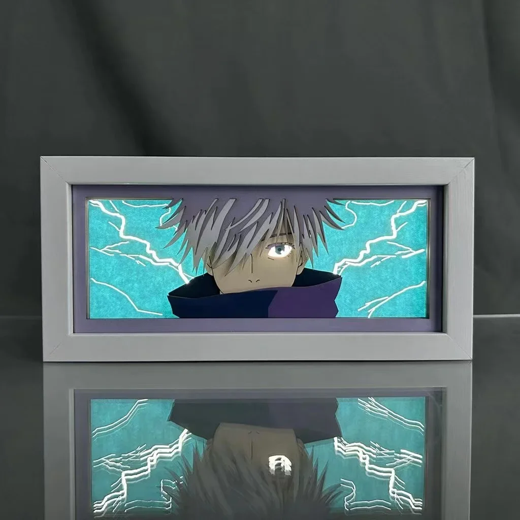 Najnowsza podświetlana tablica Anime Jujutsu Kaisen Sukuna Yuji Itadori lampa do twarzy do dekoracji pokoju Lightbox Manga 3d papierowa Diy lampa