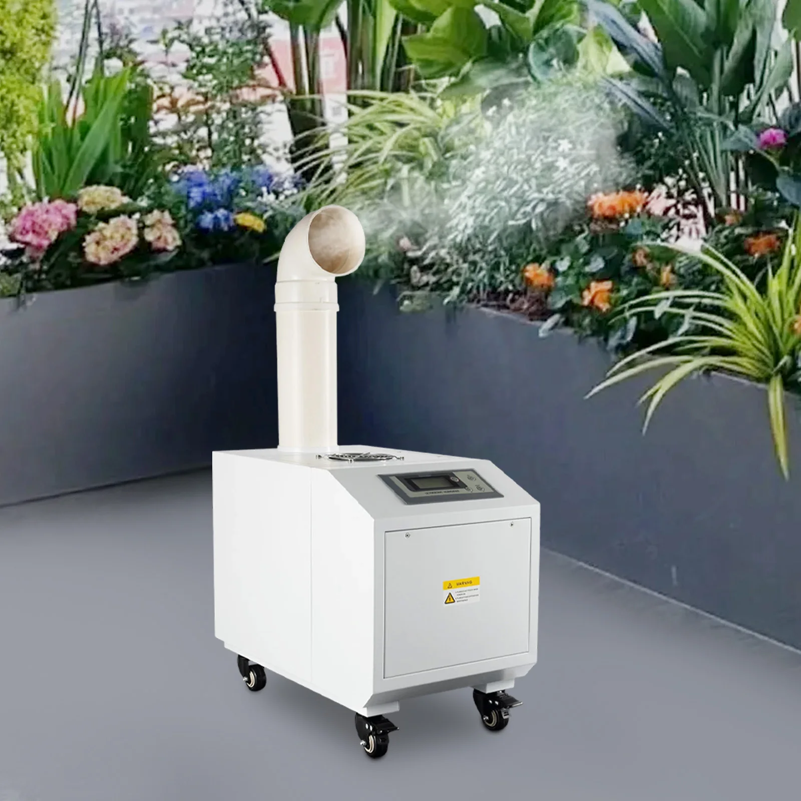 Humidificador ultrasónico blanco de 300W, máquina de niebla fría continua Industrial de 54x34x44 Cm para papel textil