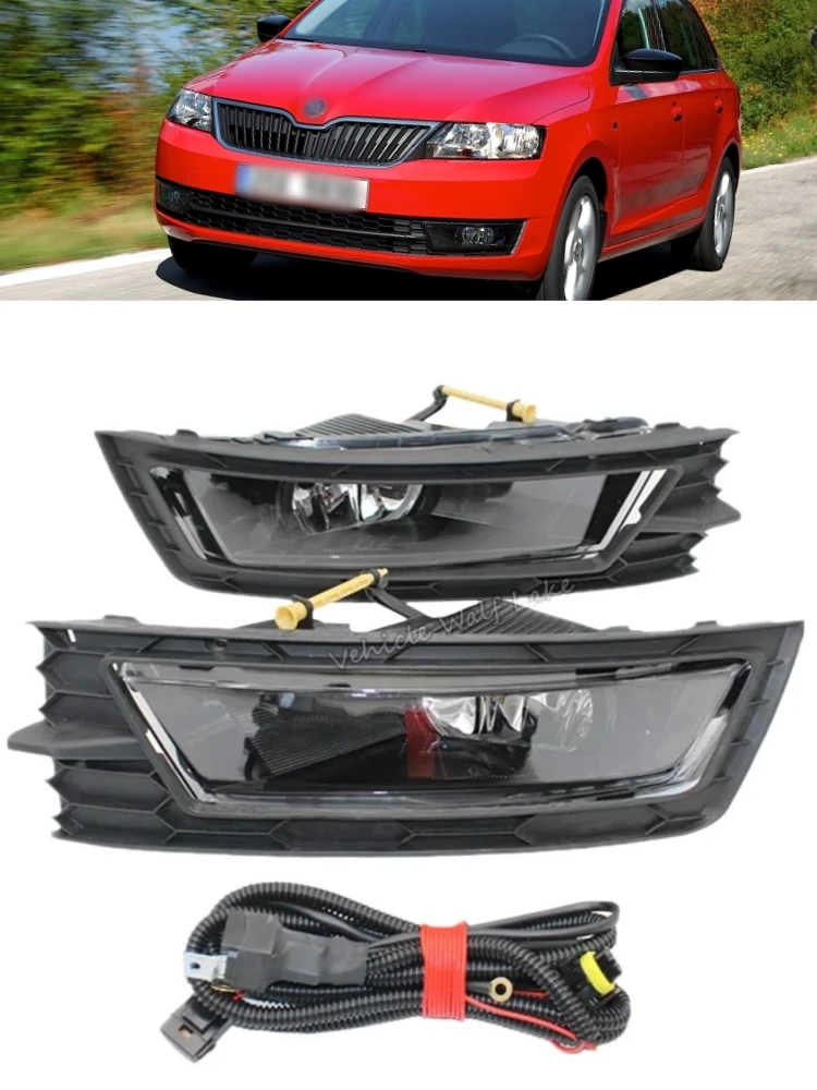 Do Skody Rapid Spaceback 2012 2013 2014 2015 2016 2017, stylizacja samochodowa, przednie halogenowe światła przeciwmgielne z żarówkami H11 — zdjęcie 2