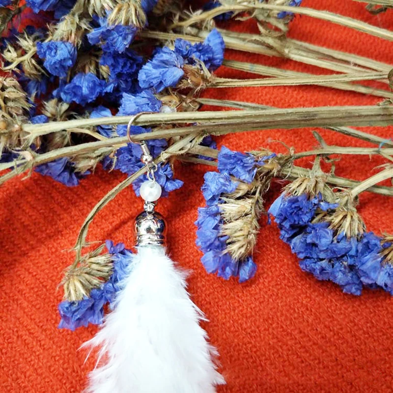 Earring for women dangle feather white simulated-pearl hyperbolic long ear jewelry ear hook wire trendy fashion jewelry a pair