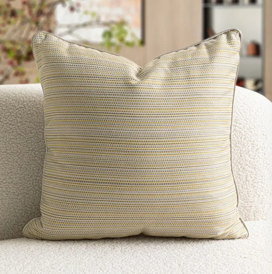 Luxury Cushion Cover 45x45cm Yellow Texture Double-sided Rolled Edge Design Pillow Case For Home Hotel Bed Living Room Sofa