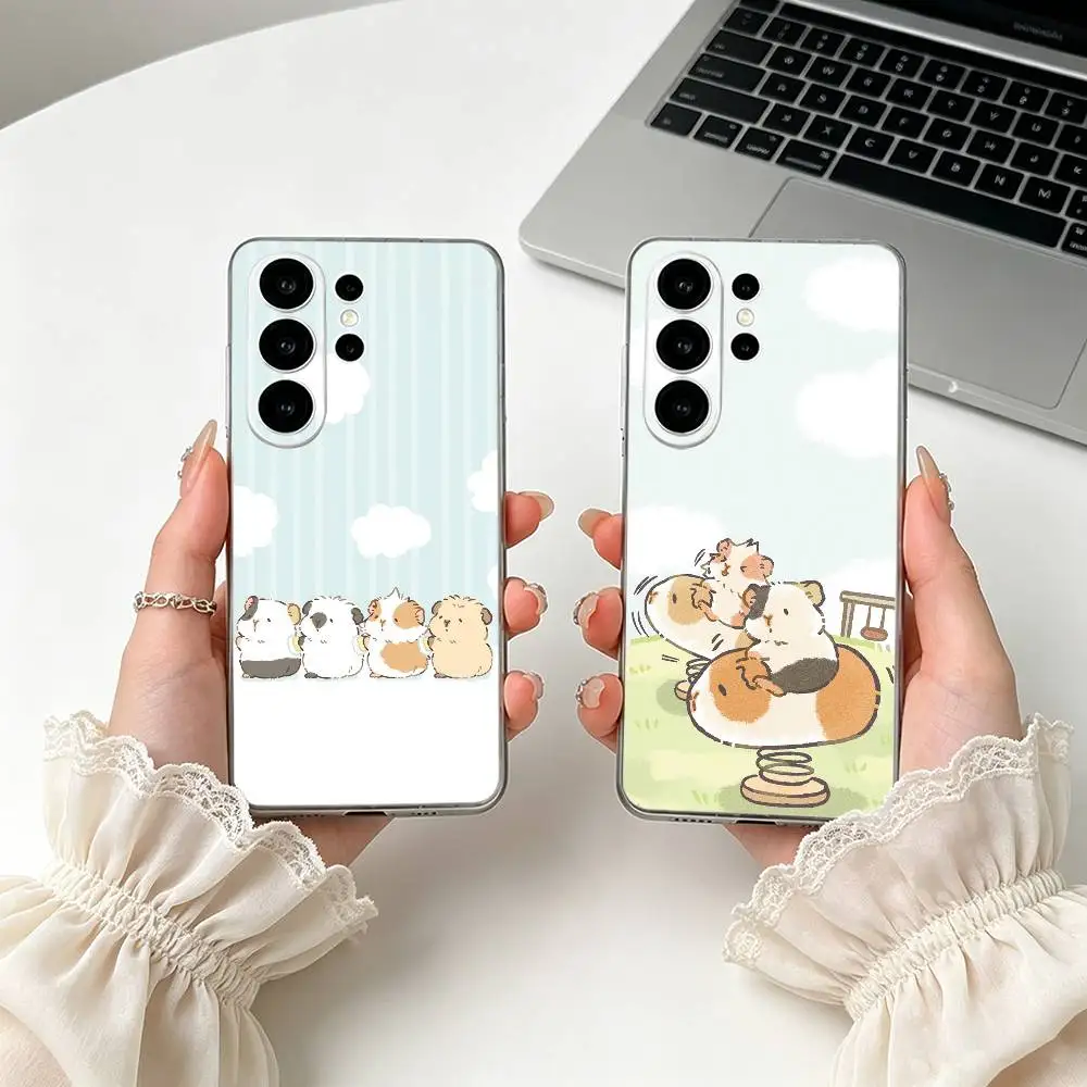 Cartoon Guinea pig  Phone Case For Samsung S25,S24,S21,S22,S23,S30,Ultra,S20,Plus,Fe,Lite Transparent Cover