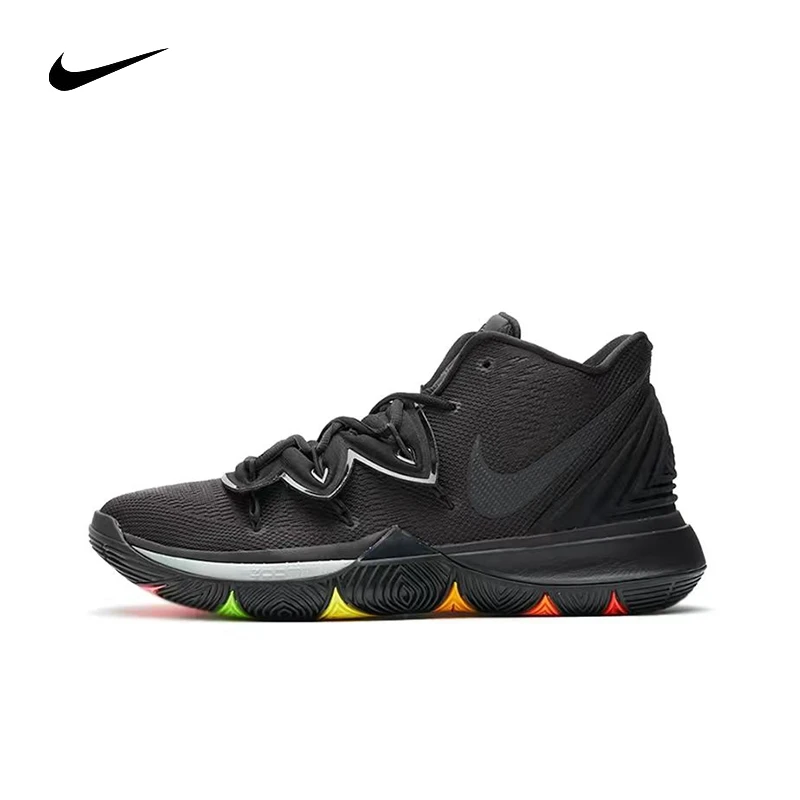 

Nike Kyrie 5 round toe shock-absorbing slip resistant and durable mid top basketball shoes for both men and women