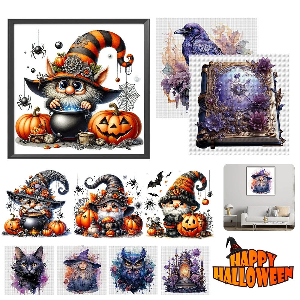 

Halloween Decoration 5D DIY Full Square Drill Partial AB Drill Diamond Painting Halloween Goblin Art Rhinestones For Home