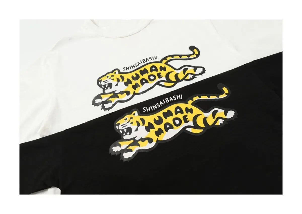 Human Made 2026SS Tiger T-Shirt, Cotton Vintage Tee for Men Women, Loose Slim Fit Stylish Top