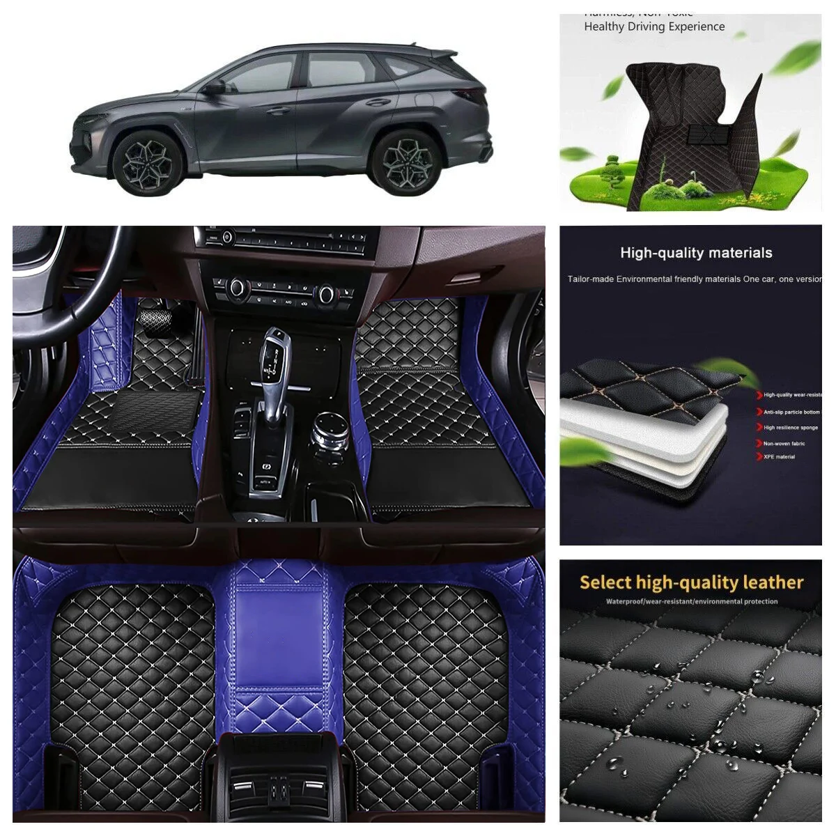 3D PU-leather Waterproof Custom Car Floor Mats For Hyundai Accent Verna Solaris Auto Carpets Accessorie Floor Liners