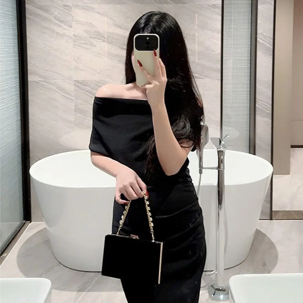 Black Velvet Evening Bag Luxury Chain French Vintage Banquet Clutch Shoulder Bags Women Female