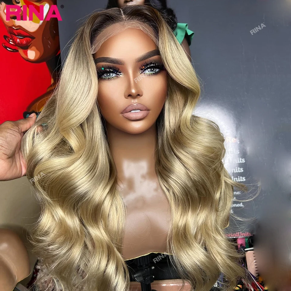 13X6 13x4 Lace Frontal Wig Omber Blonde 180 Density Colored Human Hair Wig Transparent Lace Body Wave 5x5 Closure Wig For Women