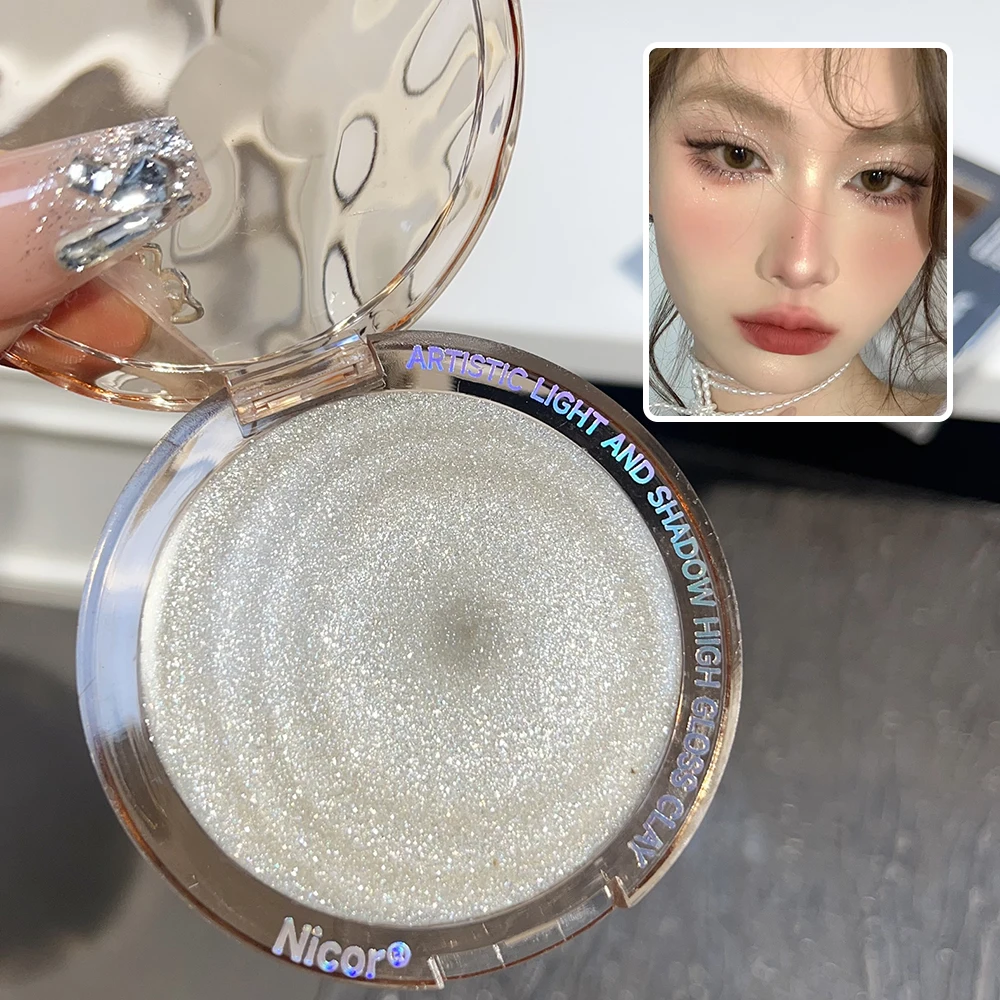 Glitter Eyeshadow Highlighter Palette Pearl Diamond Monochrome Face Highlighter Lasting Brightening Contour Shiny Eyes Cosmetics