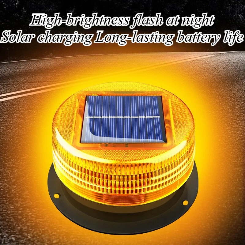 For Cars Part Trucks Solar Powered Emergency Warning Strobe Beacon Light Super Bright Magnetic Base Hazard Safety Flash for Road
