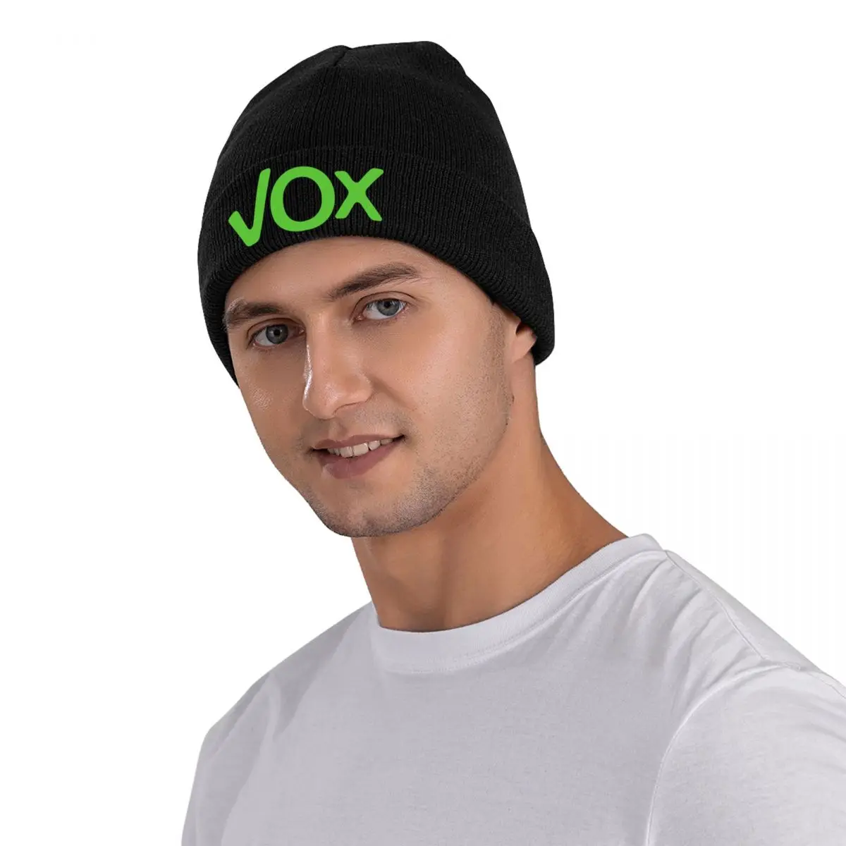 Custom Espana Vox Logo Beanie Cap Unisex Winter Warm Bonnet Femme Knitted Hat Spain Political Party Spanish Skullies Beanies Hat